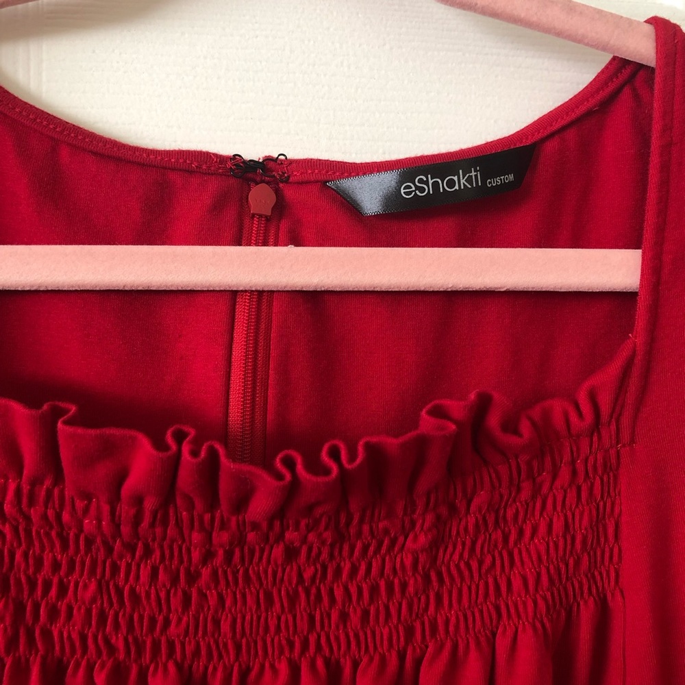 eShakti red sleeveless fitted dress 14 - Picture 3 of 6